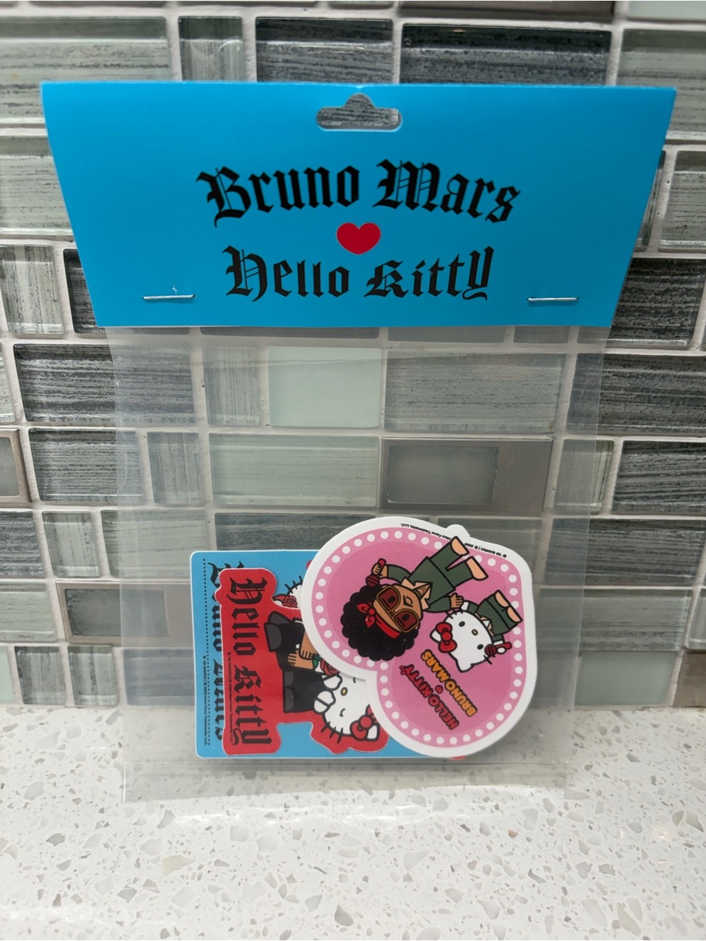 Bruno Mars The Romantic Tour & Hello Kitty Pop-up Collab Set of 3 Stickers